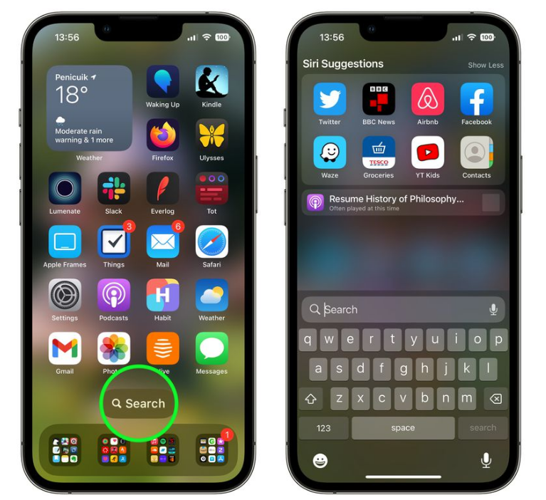 洛江苹果手机维修分享升级到 iOS 16 后，如何删除主屏幕上的搜索按钮 