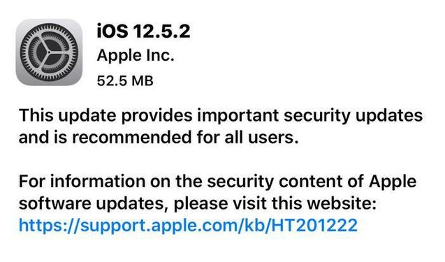 洛江苹果手机维修分享iOS12.5.2发布，建议所有老苹果用户安装 